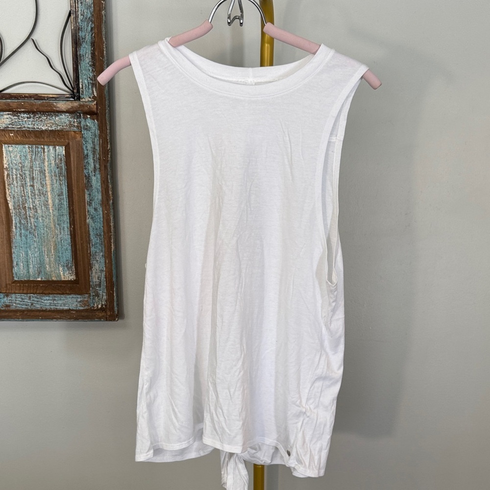 Fabletics White open & Knot-Back Sleeveless Tank EUC M
